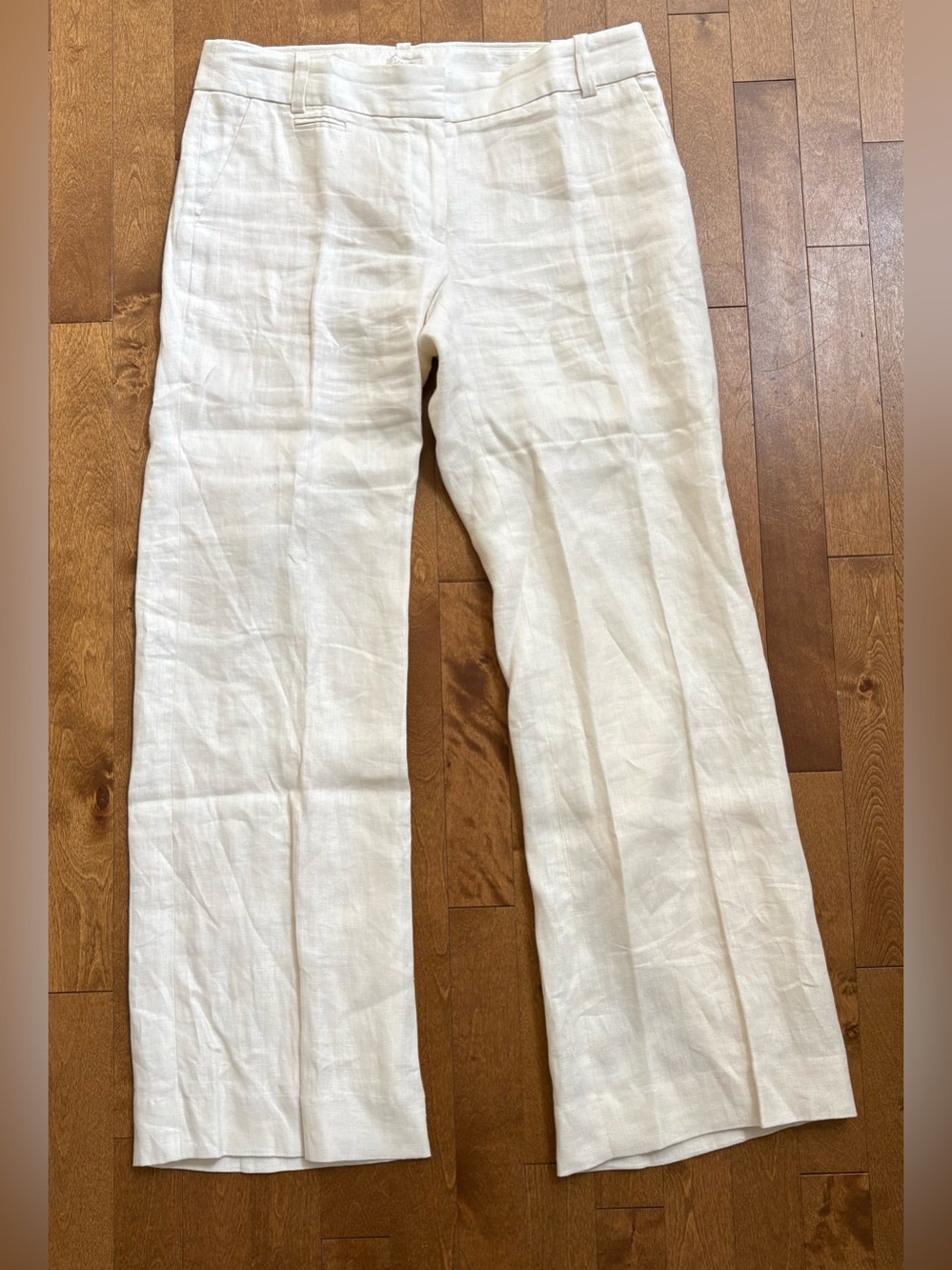J.Crew 100% Linen Lined Wide Leg Wide Waistband Trousers Off-White / Ivory – 6
